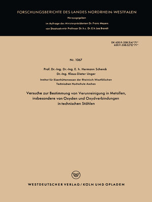 cover image of Versuche zur Bestimmung von Verunreinigung in Metallen, insbesondere von Oxyden und Oxydverbindungen in technischen Stählen